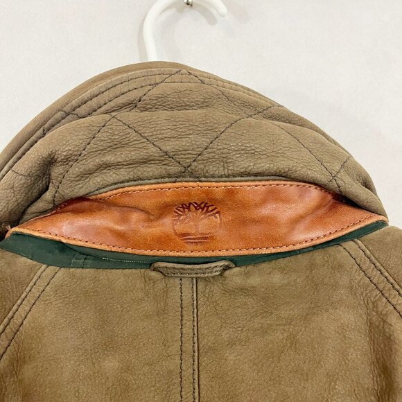 Timberland Weatherproof Calf Skin Leather Heavy Jacket Brown Distressed MEDIUM - Picture 6 of 10